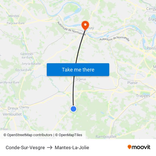 Conde-Sur-Vesgre to Mantes-La-Jolie map