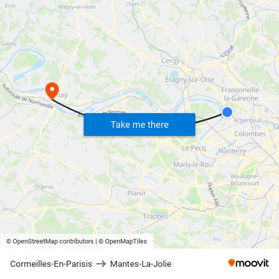 Cormeilles-En-Parisis to Mantes-La-Jolie map