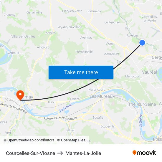 Courcelles-Sur-Viosne to Mantes-La-Jolie map