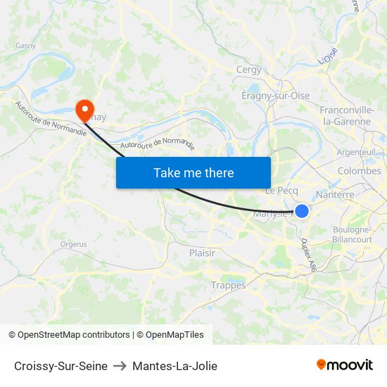 Croissy-Sur-Seine to Mantes-La-Jolie map