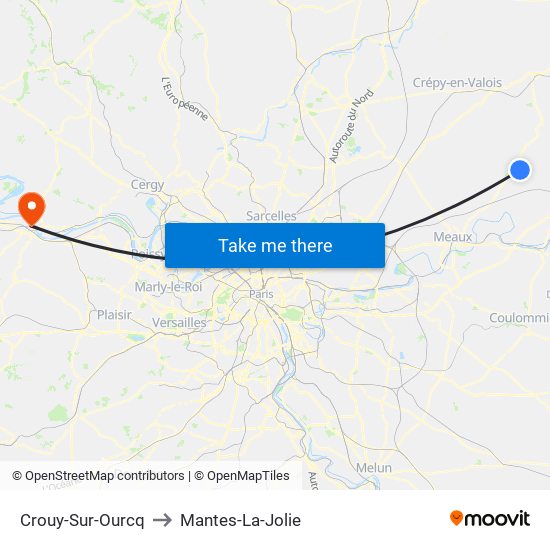 Crouy-Sur-Ourcq to Mantes-La-Jolie map