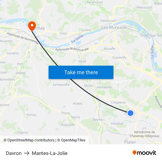 Davron to Mantes-La-Jolie map