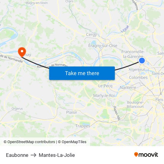 Eaubonne to Mantes-La-Jolie map