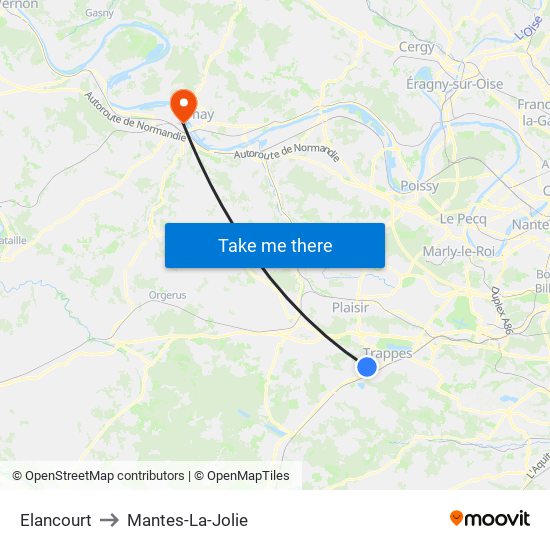 Elancourt to Mantes-La-Jolie map