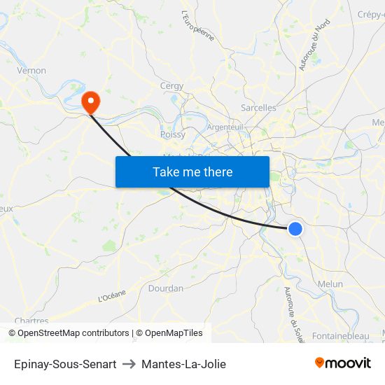 Epinay-Sous-Senart to Mantes-La-Jolie map