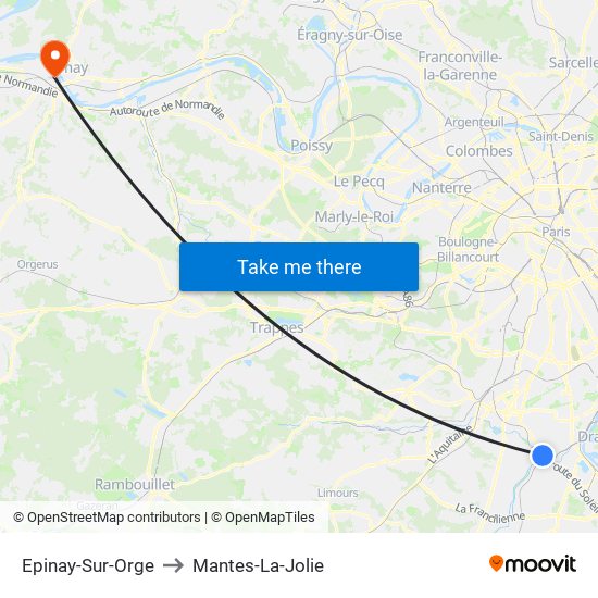 Epinay-Sur-Orge to Mantes-La-Jolie map