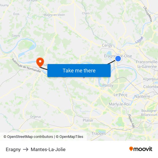 Eragny to Mantes-La-Jolie map