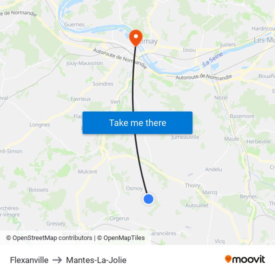 Flexanville to Mantes-La-Jolie map