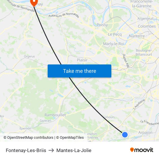Fontenay-Les-Briis to Mantes-La-Jolie map
