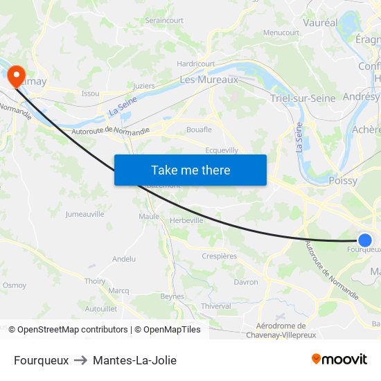 Fourqueux to Mantes-La-Jolie map