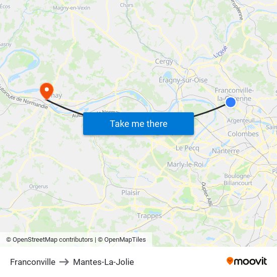 Franconville to Mantes-La-Jolie map