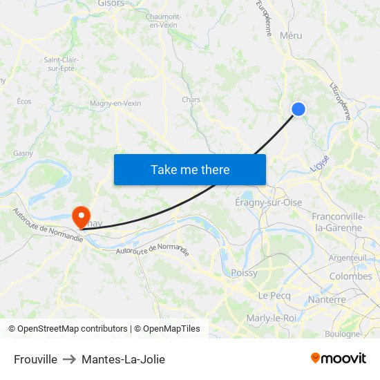 Frouville to Mantes-La-Jolie map