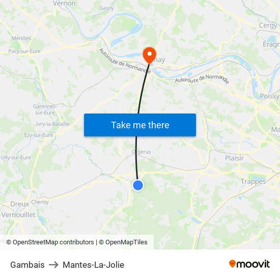 Gambais to Mantes-La-Jolie map