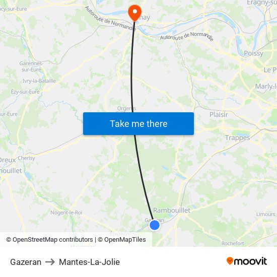 Gazeran to Mantes-La-Jolie map