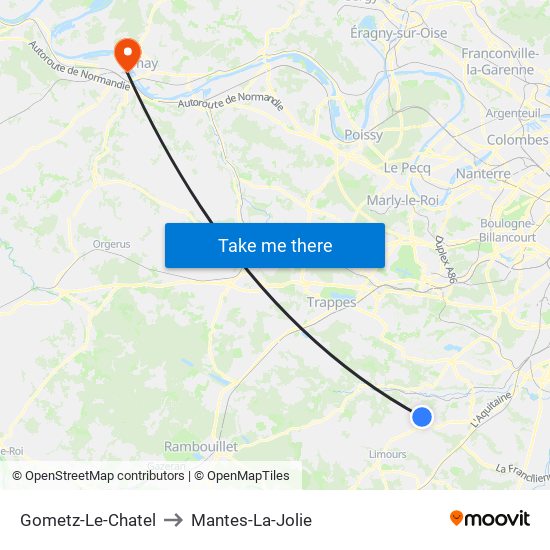 Gometz-Le-Chatel to Mantes-La-Jolie map