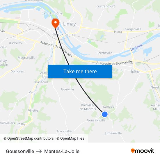 Goussonville to Mantes-La-Jolie map