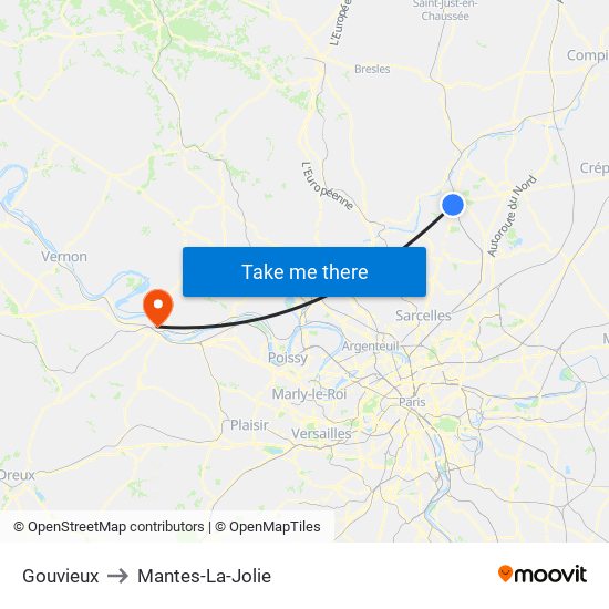 Gouvieux to Mantes-La-Jolie map