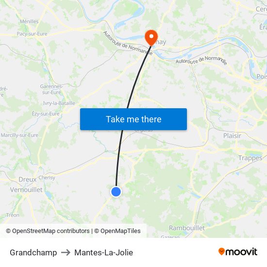 Grandchamp to Mantes-La-Jolie map