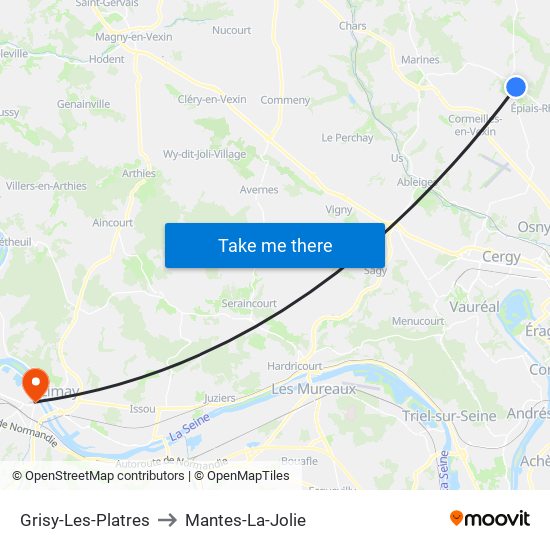 Grisy-Les-Platres to Mantes-La-Jolie map
