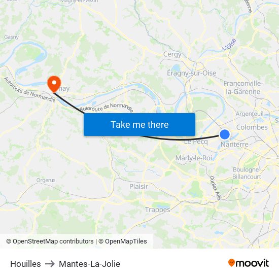 Houilles to Mantes-La-Jolie map
