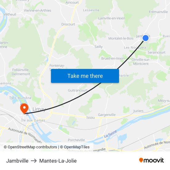 Jambville to Mantes-La-Jolie map