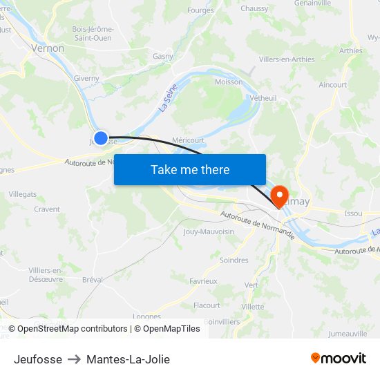 Jeufosse to Mantes-La-Jolie map