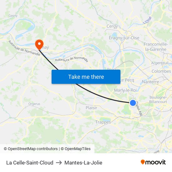 La Celle-Saint-Cloud to Mantes-La-Jolie map