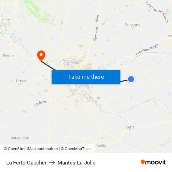 La Ferte-Gaucher to Mantes-La-Jolie map