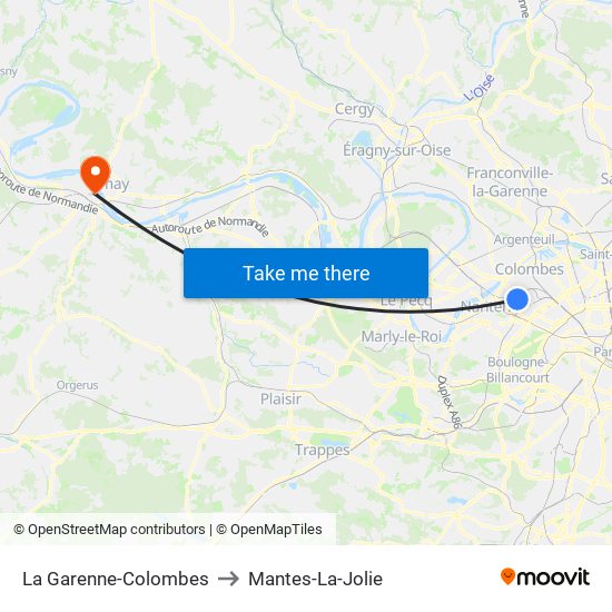 La Garenne-Colombes to Mantes-La-Jolie map