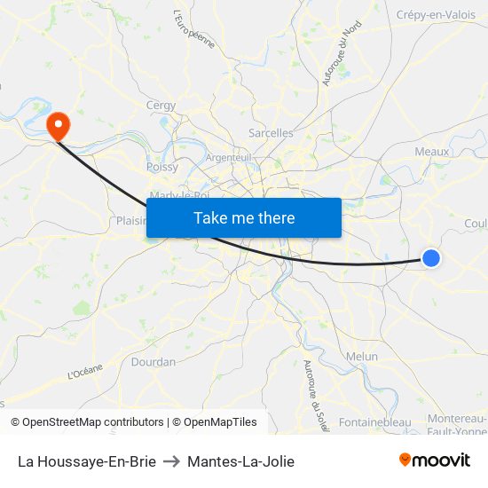 La Houssaye-En-Brie to Mantes-La-Jolie map