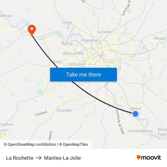 La Rochette to Mantes-La-Jolie map