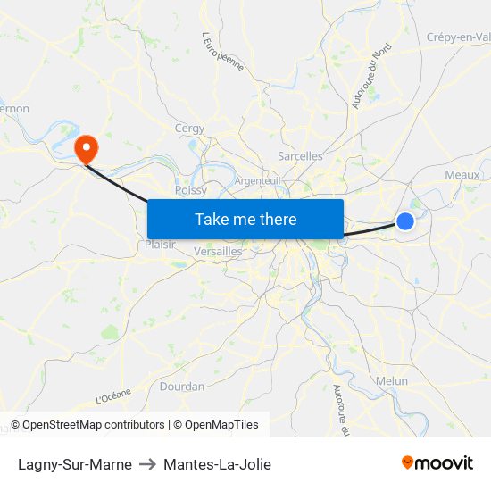 Lagny-Sur-Marne to Mantes-La-Jolie map