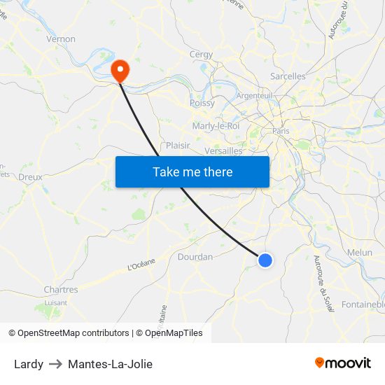 Lardy to Mantes-La-Jolie map