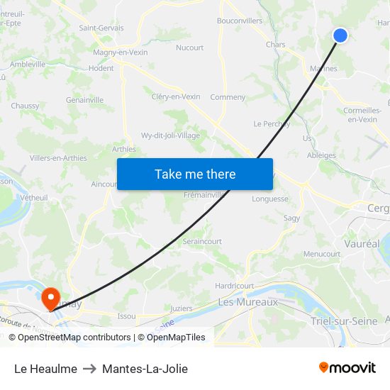 Le Heaulme to Mantes-La-Jolie map
