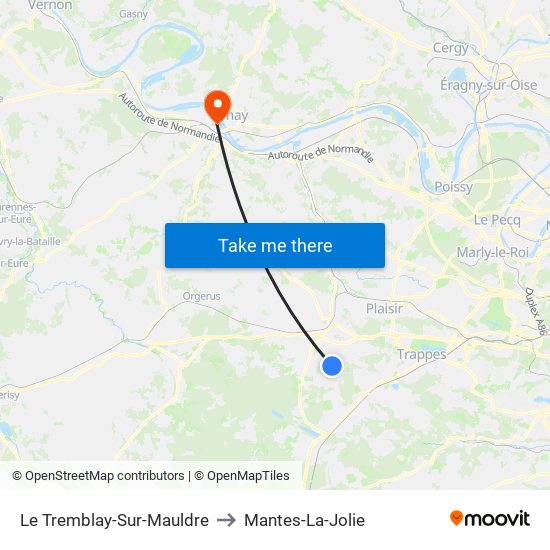 Le Tremblay-Sur-Mauldre to Mantes-La-Jolie map