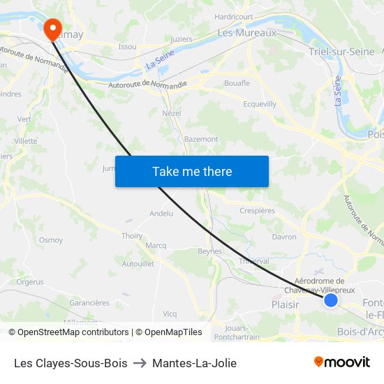 Les Clayes-Sous-Bois to Mantes-La-Jolie map
