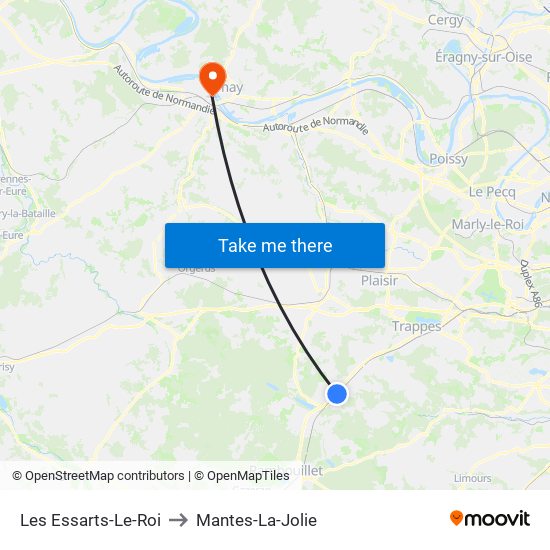 Les Essarts-Le-Roi to Mantes-La-Jolie map