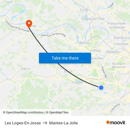 Les Loges-En-Josas to Mantes-La-Jolie map