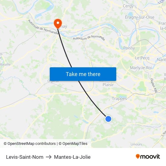 Levis-Saint-Nom to Mantes-La-Jolie map