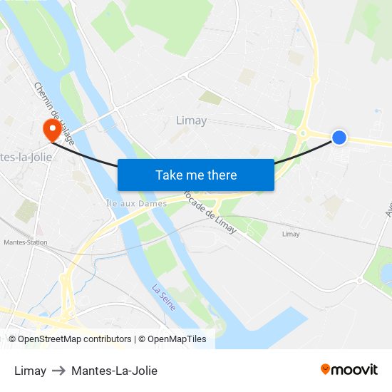 Limay to Mantes-La-Jolie map