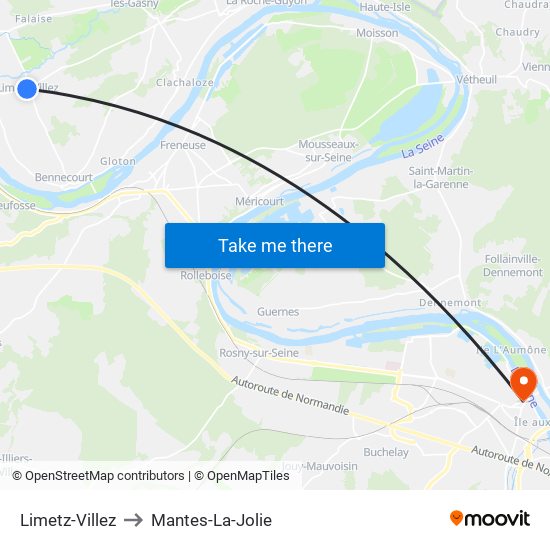 Limetz-Villez to Mantes-La-Jolie map