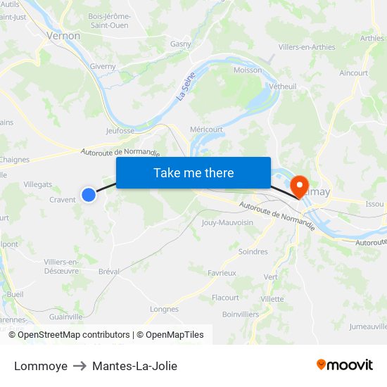 Lommoye to Mantes-La-Jolie map