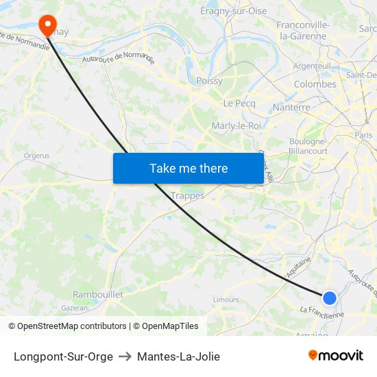 Longpont-Sur-Orge to Mantes-La-Jolie map