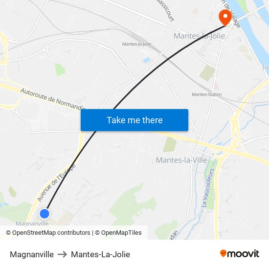 Magnanville to Mantes-La-Jolie map