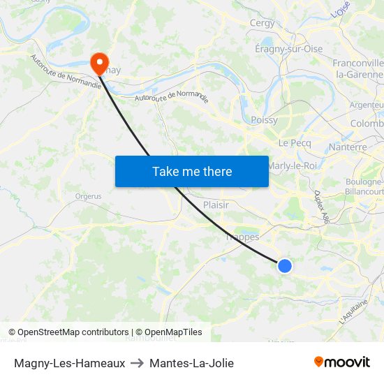Magny-Les-Hameaux to Mantes-La-Jolie map