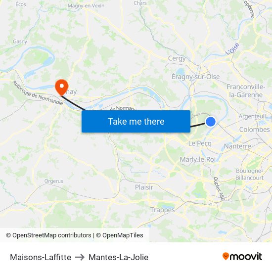 Maisons-Laffitte to Mantes-La-Jolie map