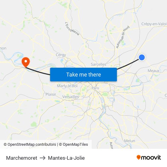 Marchemoret to Mantes-La-Jolie map