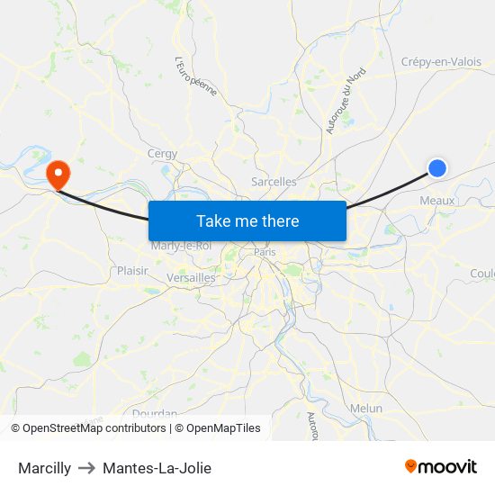 Marcilly to Mantes-La-Jolie map