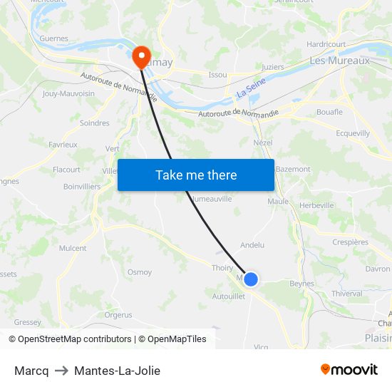 Marcq to Mantes-La-Jolie map