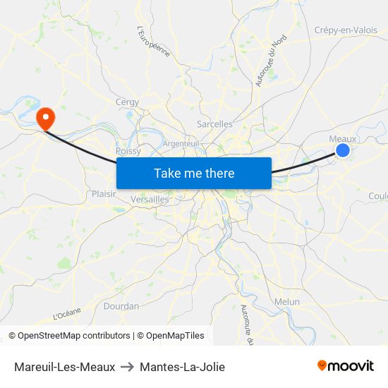 Mareuil-Les-Meaux to Mantes-La-Jolie map